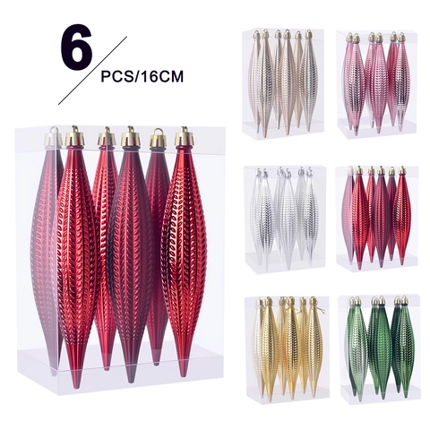 Ornamenti Appesi Albero Di Natale Plastica Galvanizzata Forma Fuso Pendenti Ghiaccioli Texturizzati Per Decorazione Festa