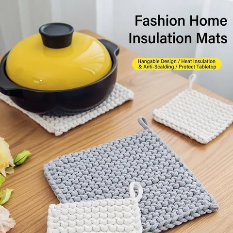 Sets De Table Sous-Verres En Corde De Coton Tissée Nordique Tapis De Casserole Isolants Pour Table De Cuisine Minimaliste