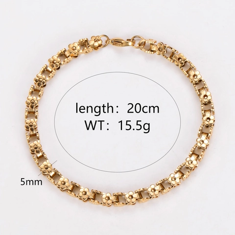 Flower Link Bracelet 304 Stainless Steel 18K Gold Plated Fashion Jewelry For Women Elegant Minimalist Accessory