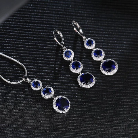 Sieraden Ketting En Oorbellen Legering Zirkonia Ronde Halo Waterdruppel Hanger Voor Bruiloft Feest Decoratie
