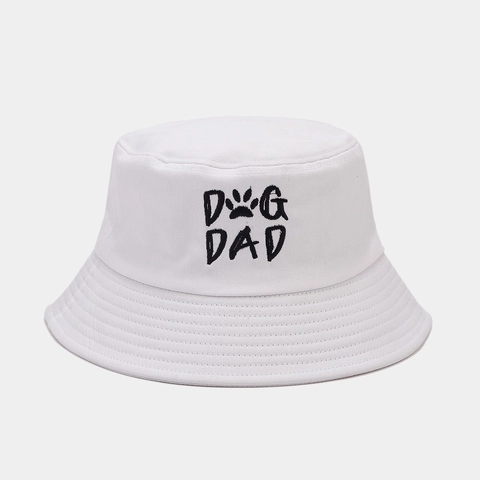 Cappello Alla Pescatora In Cotone Ricamato Dog Dad Traspirante Pieghevole Protezione Solare Casual Novità