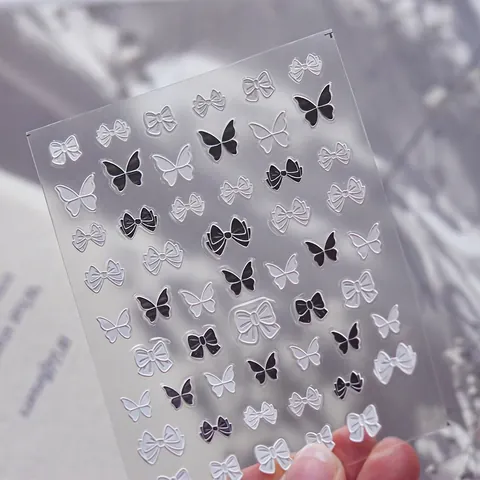 Pegatinas Uñas Relieve 3D Mariposa Flores Alas Delgadas Flexibles Autoadhesivas Decoración Manicura DIY