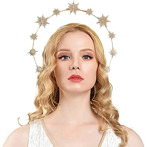 Baroque Star Headband Alloy Rhinestone Bridal Hair Band Double Layer Crown Tiara For Women Wedding Show Accessory