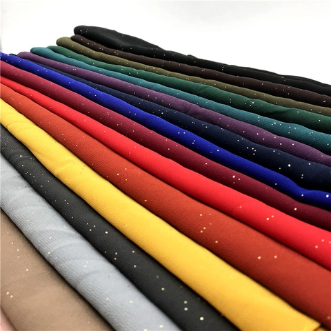Einfarbig Vergoldeter Chiffon Hidschab Für Frauen Leichter Glitzer Schal Lange Mode Stola Wickeltuch