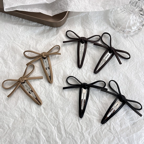 Fermaglio Per Capelli A Farfalla In Pelle PU Stile Coreano Lega Clip Laterale BB Dolce Elegante Accessori Per Capelli Da Donna