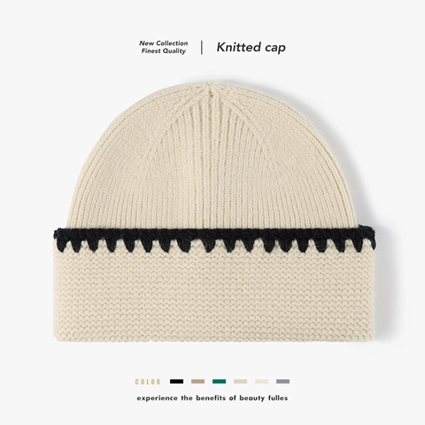 Dames Winter Warme Gebreide Beanie Muts Konijnenbont Imitatie Zacht Dik Gestreept Kleurblok Outdoor Mode Muts