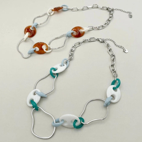 Pig Nose Kette Halskette Edelstahl Harz Acryl Hip Hop Stil Candy Farben Irreguläre Geometrische Schmuck Für Damen Herren