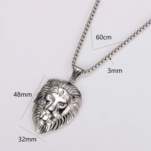 Collar Con Colgante De Cabeza De León De Acero Inoxidable 304 Retro Hip Hop Punk Joyería Para Hombres Con Cadena