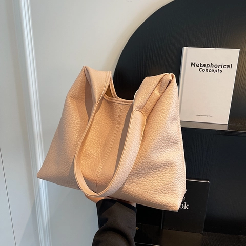 Grand Sac Hobo En Cuir PU Grainé Pour Femmes Sac Fourre-Tout Minimaliste Pour Le Travail Avec Pochette Intérieure