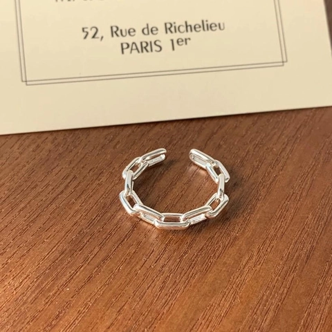 Anello In Argento Sterling 925 Per Donna Minimalista Maglia A Catena Fascia Vuota Misura Regolabile Stile Coreano