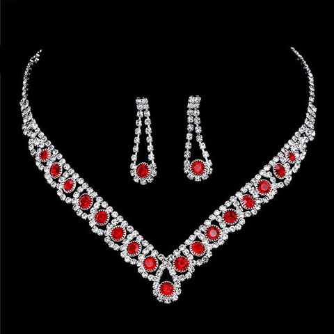 Elegante Collana E Orecchini In Lega Con Strass E Cristallo Per Donna Sposa Matrimonio Banchetto Accessori Gioielli