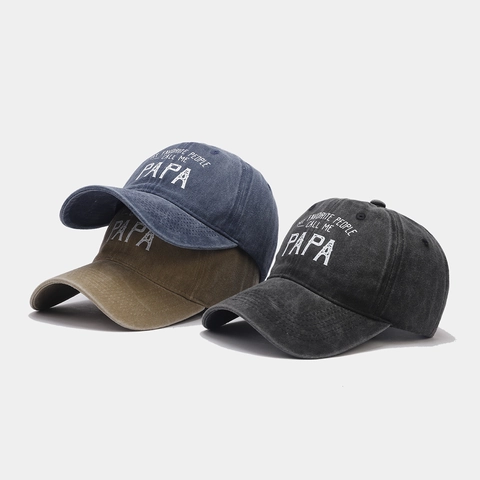 Washed Cotton Baseball Cap Vintage Sun Hat With Papa Embroidery For Outdoor Leisure Gift