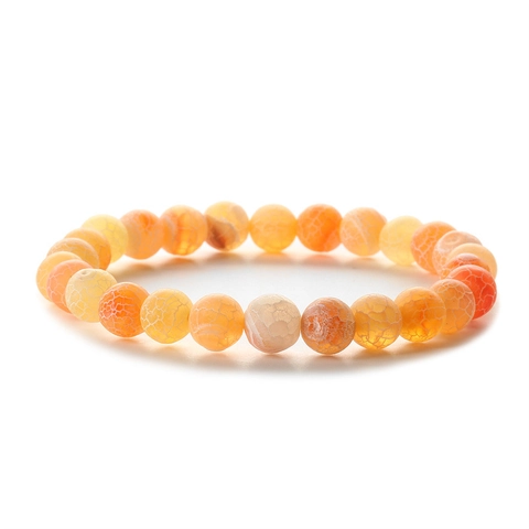 Bracciale Di Perline In Agata Venata Di Drago Naturale Per Uomo Donna Pietra Opaca Rotonda Bracciale Elastico Gioielli Boho