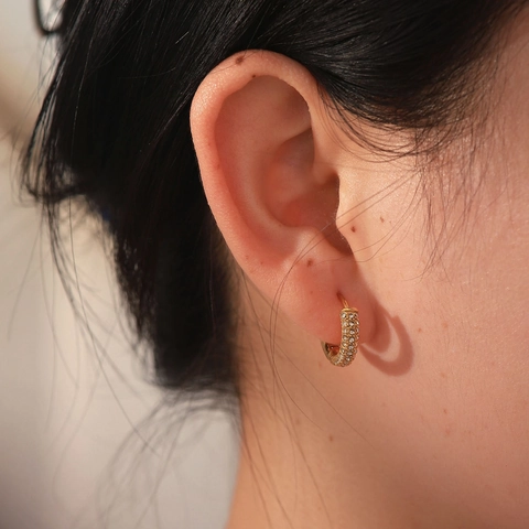 Mode Roestvrij Staal Strass Oorknopen Voor Dames Vergulde Geometrische Huggie Oorbellen Sieraden Cadeau