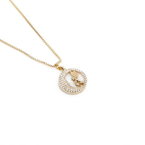 Engel Flügel Anhänger Halskette Kupfer Zirkonia Vergoldet Box Kette Minimalistischer Schmuck Für Damen