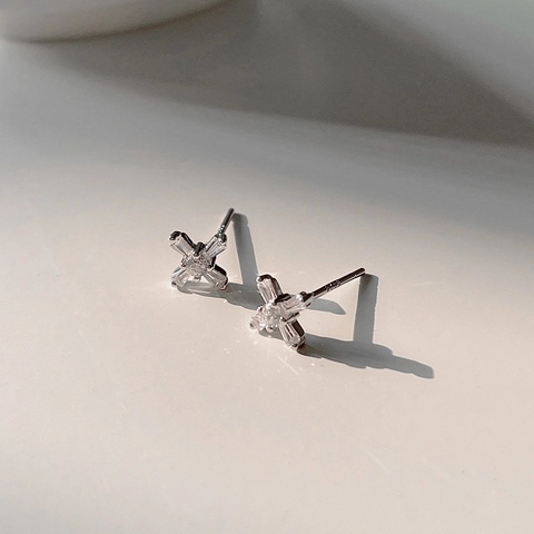 Orecchini A Lobo In Argento Sterling 925 A Forma Di X Con Zircone Geometrico Minimalista Gioielli Donna