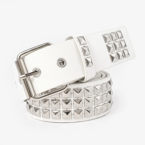 Heren Punk Klinknagel Riem PU Leer Metaal Vierkante Piramide Studded Gesp Tailleband Voor Jeans Rock Gothic Stijl