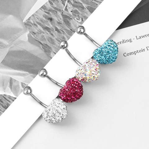 Piercing all'Ombelico in Acciaio Inossidabile a Forma di Cuore con Strass Gioielli per Piercing alla Moda per Donna