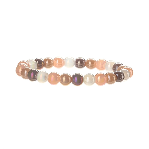 Aurora Beaded Bracelet Natural Stone Crystal Iridescent Round Beads Stretch Jewelry Bohemian Fashion Wristband Unisex