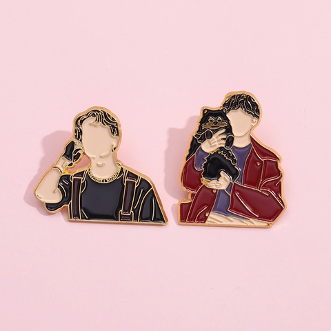 Broche En Émail Pin Alliage Personnage Sans Visage Badge De Revers Pour Vêtements Et Sacs