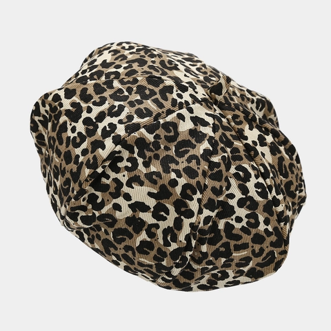 Vintage Luipaardprint Beret Hat Voor Vrouwen Herfst Mode Katoen Achthoekige Platte Bovenkant Schilder Hoed Accessoires