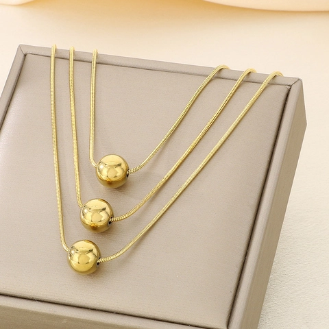Collana Multistrato In Acciaio Inossidabile Con Perline Rotonde E Künstliche Perle Gioielli Minimalisti Eleganti Da Donna