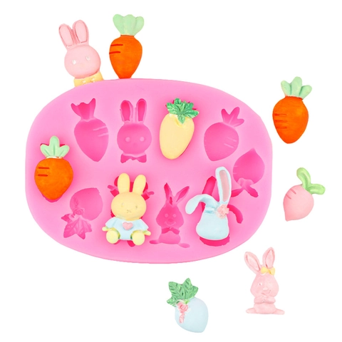 Easter Bunny Carrot Silicone Mold Cake Decoration Chocolate Fondant Jelly Baking Tool DIY Craft