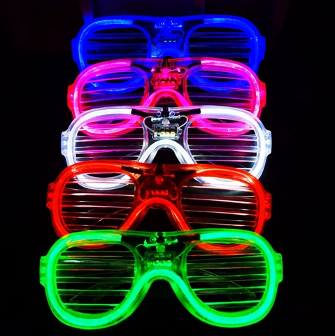 LED Glowing Shutter Glasses Light Up Heart Square For 2025 Party Nightclub Bar Neon Flashing Plastic Novelty