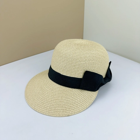 Women Paper Straw Sun Hat Woven Wide Brim Ribbon Bow Decoration Summer Beach Elegant UV Protection Breathable Adjustable