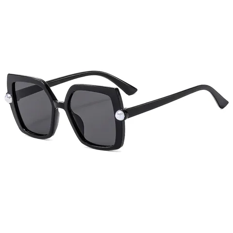 Kids Square Sunglasses With Artificial Pearl Accents PC Frame AC Lens UV Protection Outdoor Travel Fashion Eyewear For Boys Girls