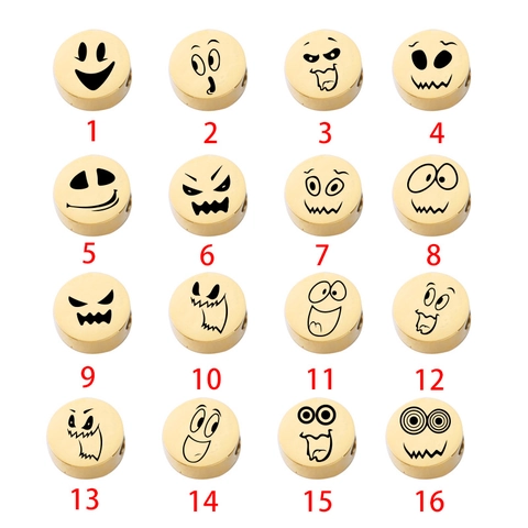 Colgantes Emoji Redondos Acero Inoxidable Espejo Grabado Láser Charms Divertidos Para Hacer Joyas DIY Collares Pulseras Accesorios