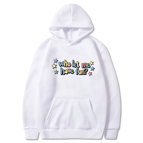 Felpa Con Cappuccio Uomo Poliestere Foderata In Pile Who Let Me Have Fun Stampa Hip Hop Streetwear Sciolta Pullover