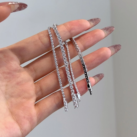 Luxury 925 Sterling Silver Tennis Bracelet For Women Sparkling Rhinestone Inlaid Fashion High-end Elegant Jewelry Bracelet Gift