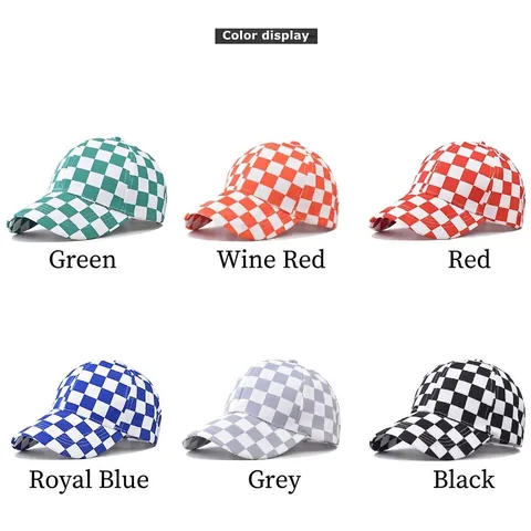Checkerboard Baseball Cap Cotton Polyester Adjustable Breathable Streetwear Retro Sun Protection Hat For Men Women