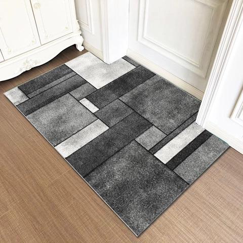 Modern Geometric Door Mat Non-Slip Absorbent Polyester Entryway Rug Washable Luxury Interior Floor Decoration Carpet