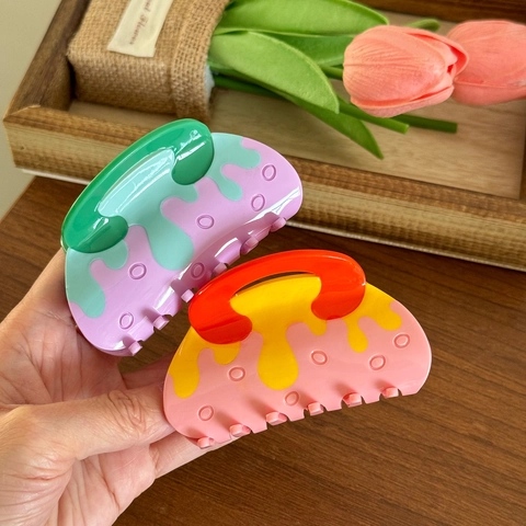 Acetate Hair Claw Clip Liquid Melting Design Marble Shell Shape Retro Hair Accessories Fashion For Women