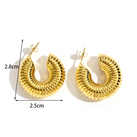 Orecchini A Cerchio Chunky A Forma Di C Acciaio Inossidabile Croissant Filettatura Minimalista Lucidato A Specchio Perno In Acciaio