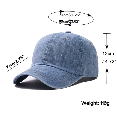 Vintage Washed Cotton Denim Baseball Cap Distressed Retro Solid Color Adjustable Curved Brim Outdoor Hat For Men Women