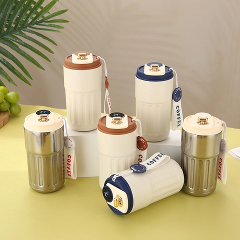 Smart Coffee Mug 316 Stainless Steel Vacuum Insulated Cup With Temperature Display Portable Strap Travel Car Office