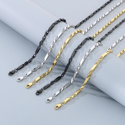 Collana E Bracciale In Acciaio Inossidabile Catena A Maglie Geometriche Gioielli Hip Hop Minimalisti Per Uomo Donna