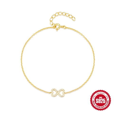 Pulsera de Corazón Infinito de Plata de Ley 925 para Mujer Elegante Circonia Incrustada Cadena Ajustable Joyería Minimalista Regalo