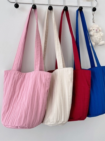 Sac À Épaule Plissé Minimaliste Polyester Couleur Unie Forme Seau Tote Pour Femmes Shopping Quotidien Décontracté
