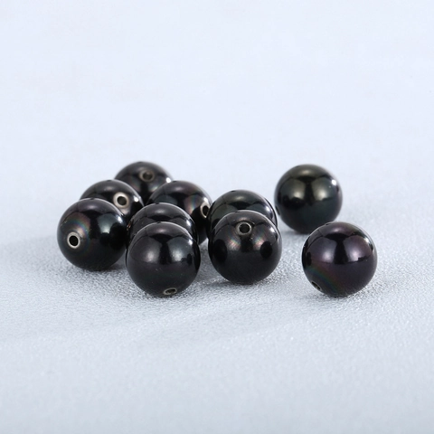 Perline Distanziatrici Rotonde Acciaio Inossidabile Nero Superficie Liscia Piccolo Foro Creazione Gioielli Accessori Fai Da Te