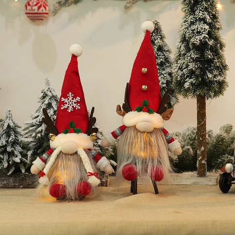 Leuchtende Weihnachtswichtel Plüsch Mit Rentiergeweih Schwedische Tomte Puppe Leuchtende Weihnachtsdeko Figur Für Zuhause