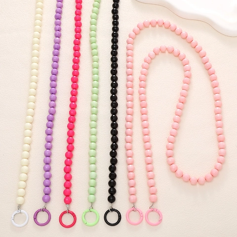 Cordón para Teléfono Móvil Cruzado de Cuentas de Tierra de Acrílico Color Caramelo Correa de Hombro para Bolso Mujer Accesorio