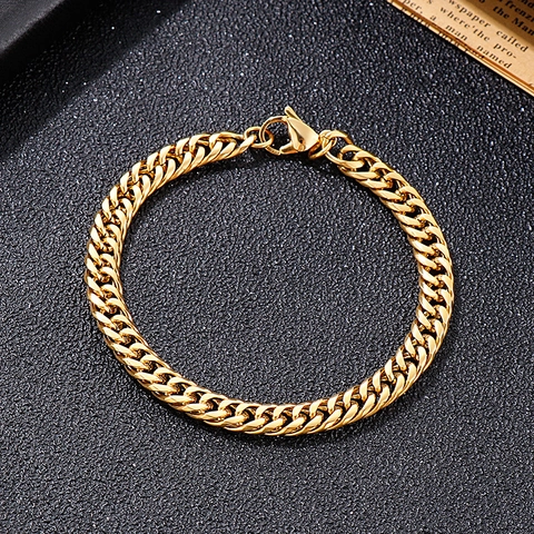 Cuban Link Chain Necklace Men Stainless Steel Hip Hop Rock Punk Style Solid Polished Curb Chain Jewelry