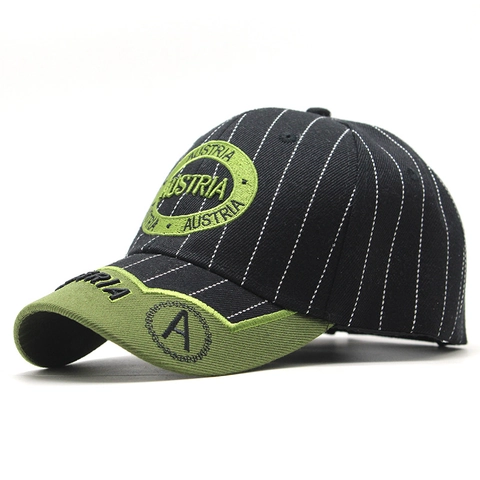 Gestreifte Baseballkappe Baumwolle Österreich Stickerei Verstellbarer Outdoor Sonnenhut Unisex