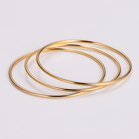 Poliert Armreif 316L Edelstahl Vergoldet Minimalistisches Mehrlagiges Design Modeschmuck Für Damen