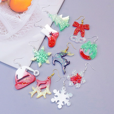 Moules En Silicone Pour Pendentifs De Noël DIY Outil De Moulage De Résine Époxy Cristal Flocon De Neige Renne Arbre Bijoux