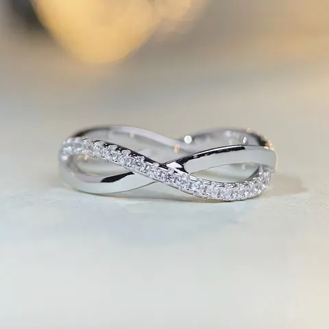 Anello Infinito Incrociato In Argento Sterling 925 Per Donna Galvanico Zirconia Pavé Gioielli Di Moda Minimalista Anello Di Fidanzamento Matrimonio